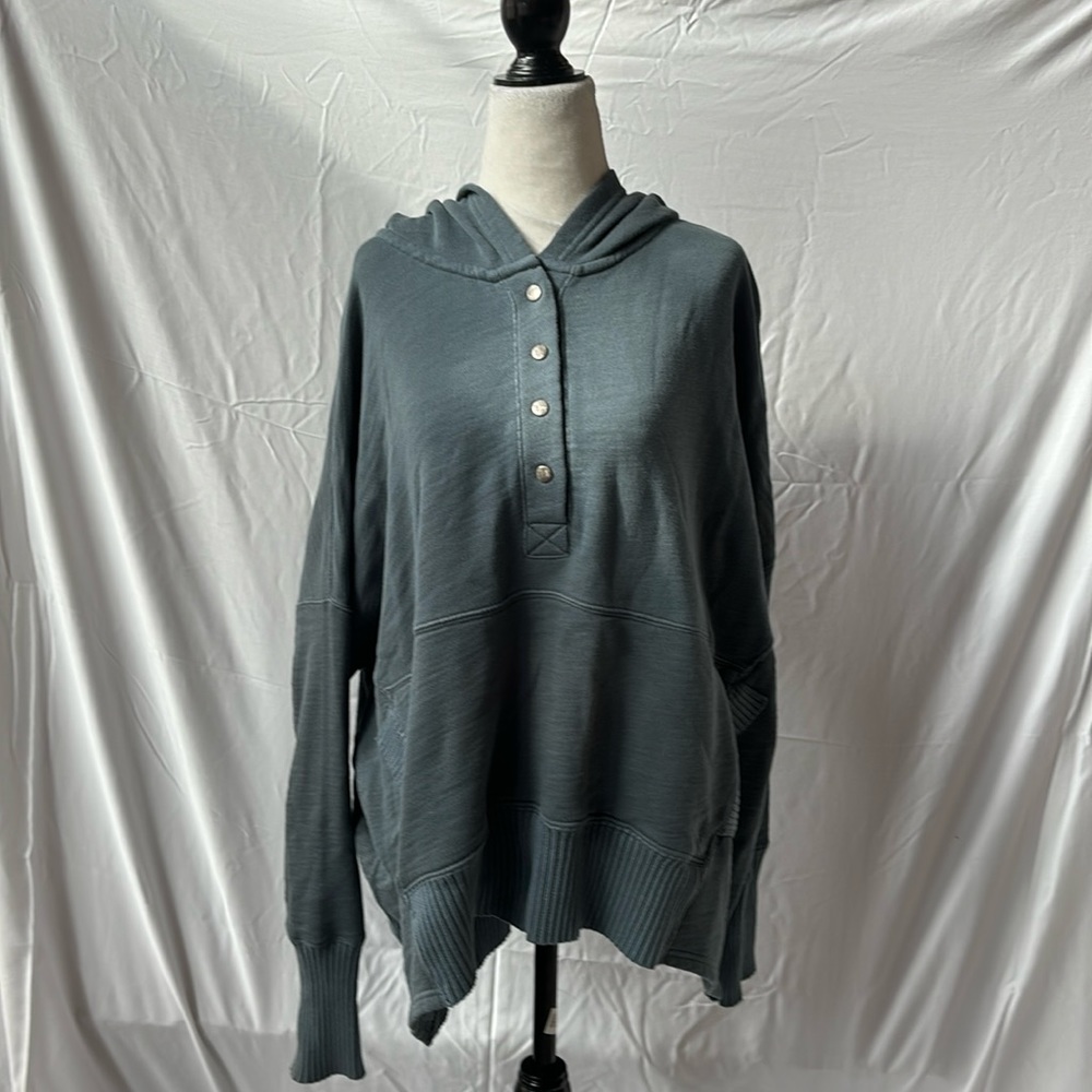Free People Movement slate blue oversized hooded sweatshirt
